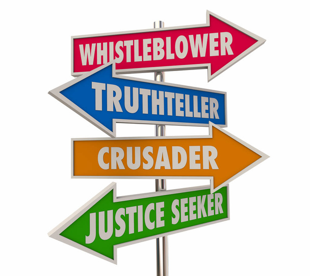 Whistleblower Arrow Signs Words 3d Illustration - 写真・画像