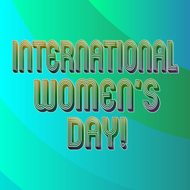 Writing note showing International Women S Day. Business photo showcasing International celebration for womens achievement Blank Diagonal Curve Strip Monochrome Color in Seamless Repeat Pattern. - Foto, immagini