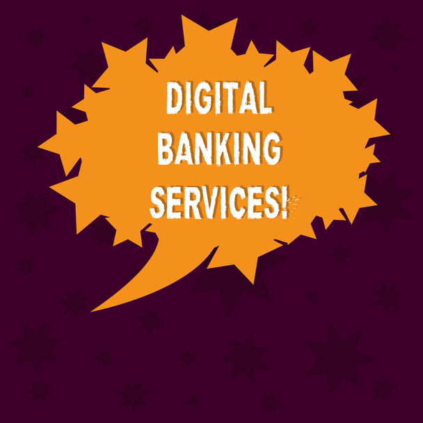 Írásbeli Megjegyzés mutatja a digitális banki szolgáltatások. Üzleti fénykép bemutató digitalizálás elavult banki tevékenységek üres ovális színes beszéd buborék csillagok, mint a vázlat-fénykép szöveg tér. - Fotó, kép