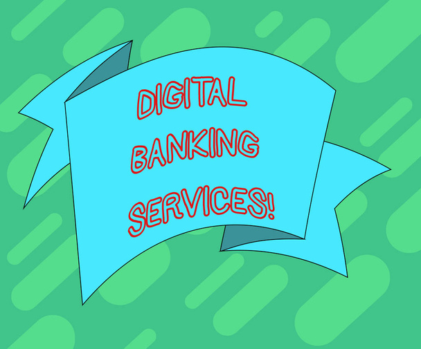 Fogalmi kézi írás, mutatja a digitális banki szolgáltatások. Üzleti fénykép szöveg elavult banki tevékenységek Folded szalag szalag szilárd színű szárny digitalizálás fotó ünnepe. - Fotó, kép