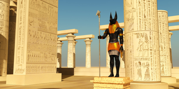 Anubis v starověké egyptské mytologii byl Bohem posmrtného života a strážce brány do podsvětí. - Fotografie, Obrázek