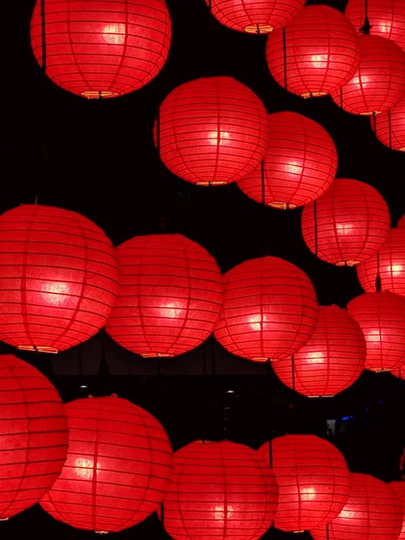 Red lanterns decoration for Chinese New Year or Chinese Spring Festival. - Photo, Image