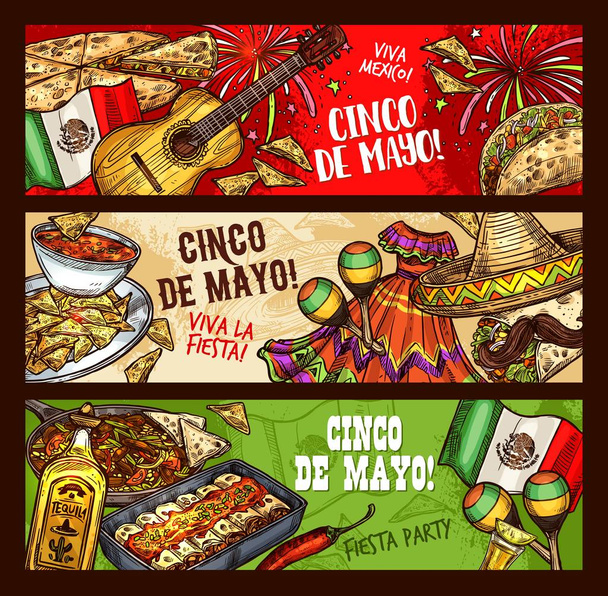 Cinco de Mayo Meksykańska fiesta, Viva Meksykańska impreza - Wektor, obraz