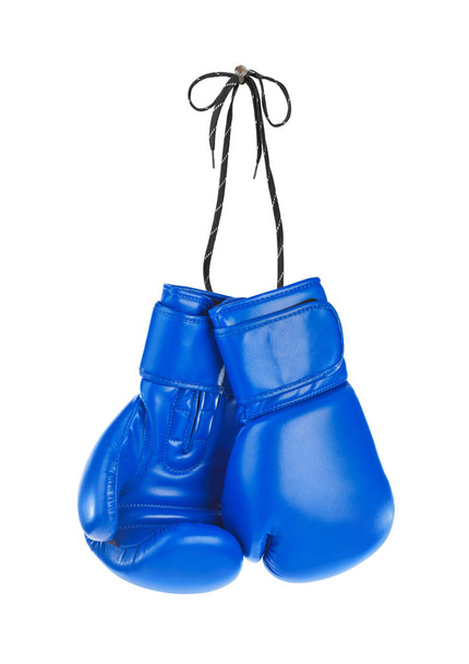 Hanging boxing gloves isolated on white background - Foto, Bild