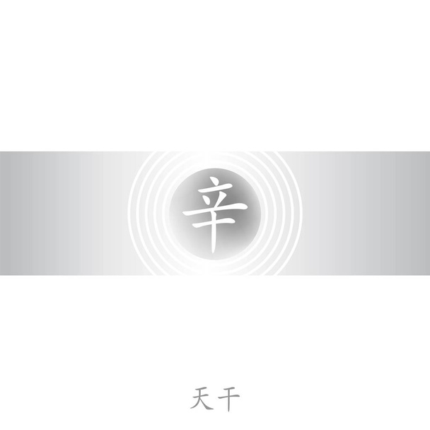 Sors négy pillére. Kínai feng shui horoszkóp betűk. Bazi infographic elemek. Fordítás a 10 zodiac szárát, feng-shui jelek hieroglifa: bűn. Yin fém. Arany - Vektor, kép