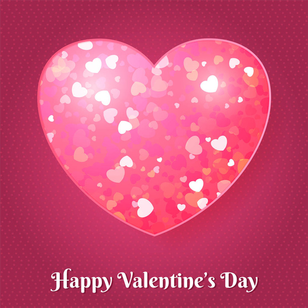 Valentines day greeting card with Pink glitter heart - Vektör, Görsel