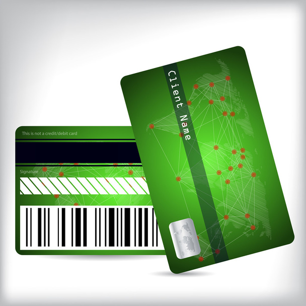 Zöld törzsvásárlói kártya design és hátlap - Vektor, kép