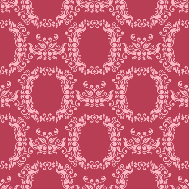 Квітковий орнамент на червоному тлі. Безшовний візерунок для текстилю та шпалер
 - Вектор, зображення
