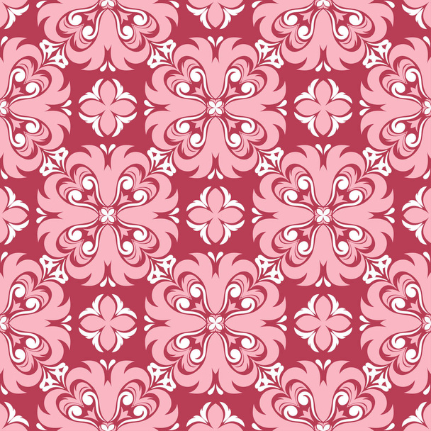 Red and beige floral seamless pattern. Pale red colored background for wallpapers and textile - Vektori, kuva