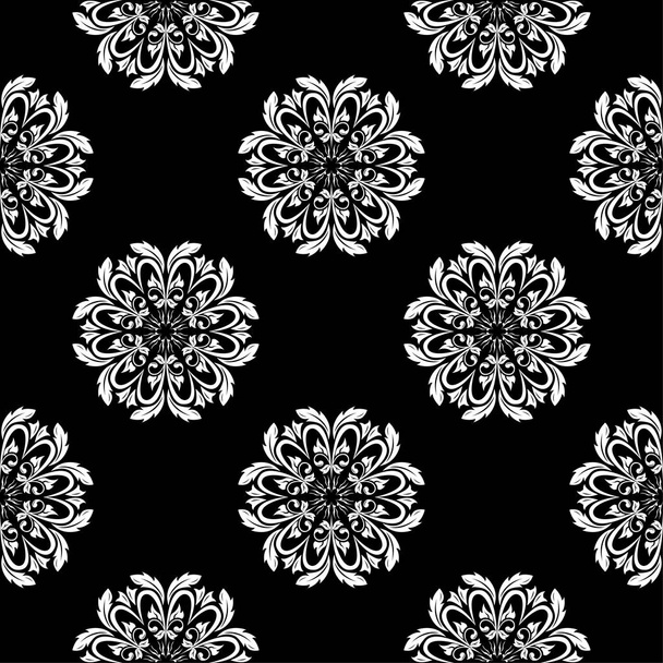 Black and white floral ornament. Seamless pattern for textile and wallpapers - Vector, imagen