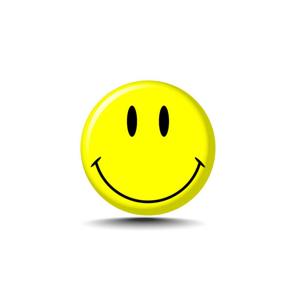 Yellow smiling emoticon with shadow on a blank background. Eps10 - Vettoriali, immagini
