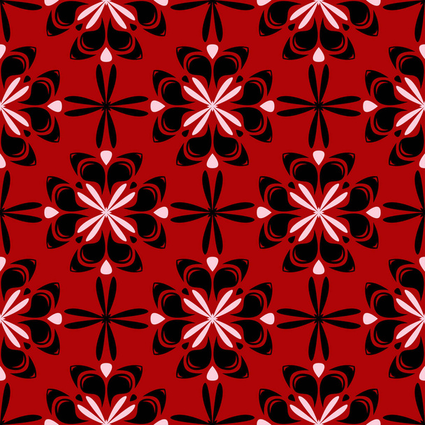 Floral seamless pattern on red background. Background for wallpapers, textile and fabrics - Vector, Imagen