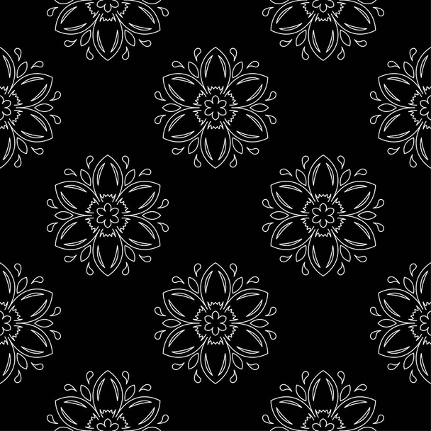 Black and white floral ornament. Seamless pattern for textile and wallpapers - ベクター画像