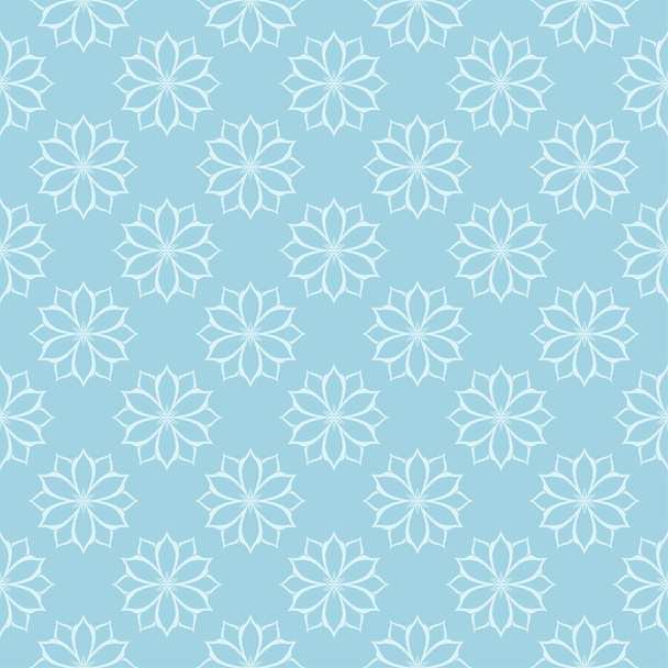 White floral pattern on blue background. Seamless ornament for textile and wallpapers - Wektor, obraz