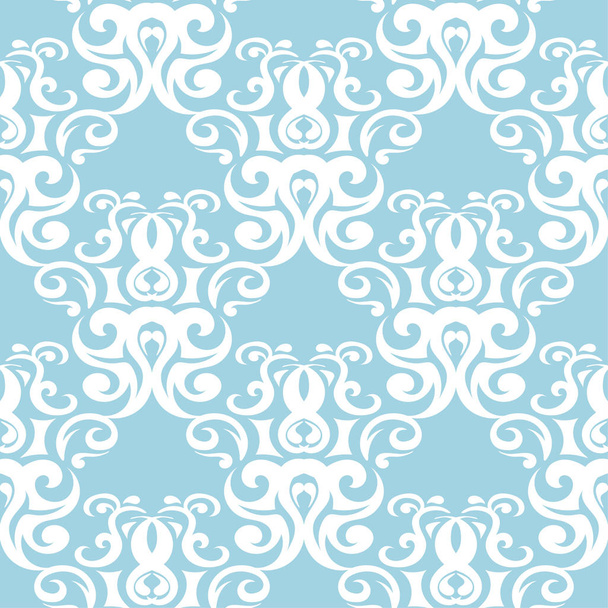 White floral ornament on navy blue background. Seamless pattern for textile and wallpapers - Διάνυσμα, εικόνα