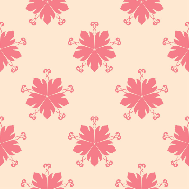 Red flowers on beige background. Ornamental seamless pattern for textile and wallpapers - Vector, afbeelding