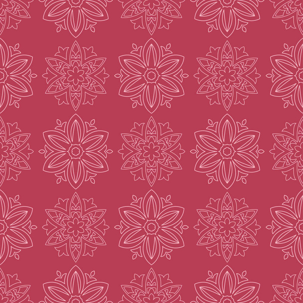 Floral ornament on red background. Seamless pattern for textile and wallpapers - Vektör, Görsel