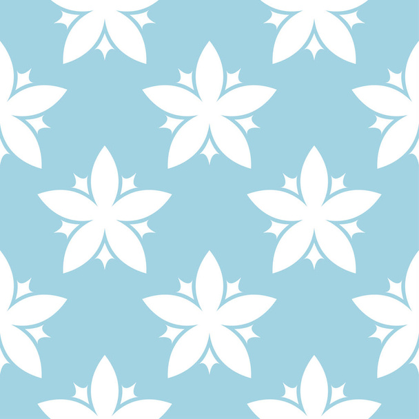 White floral ornament on blue background. Seamless pattern for textile and wallpapers - Vettoriali, immagini