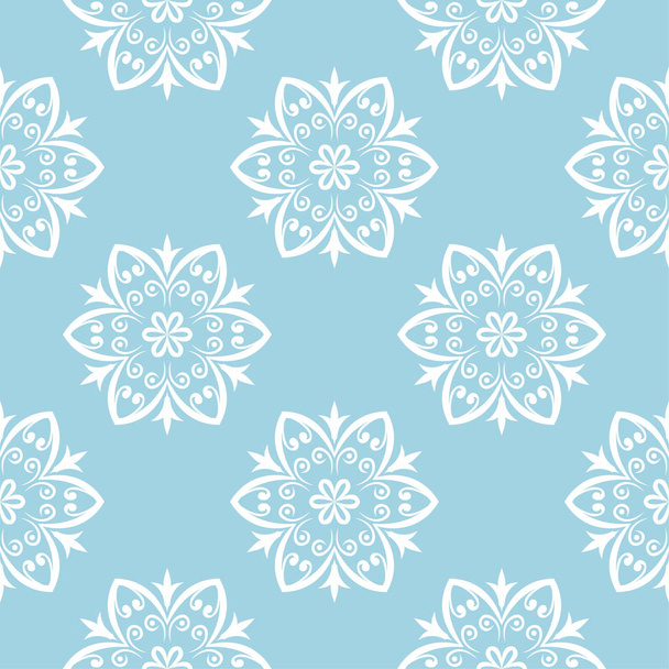 White floral ornament on navy blue background. Seamless pattern for textile and wallpapers - Vektor, obrázek