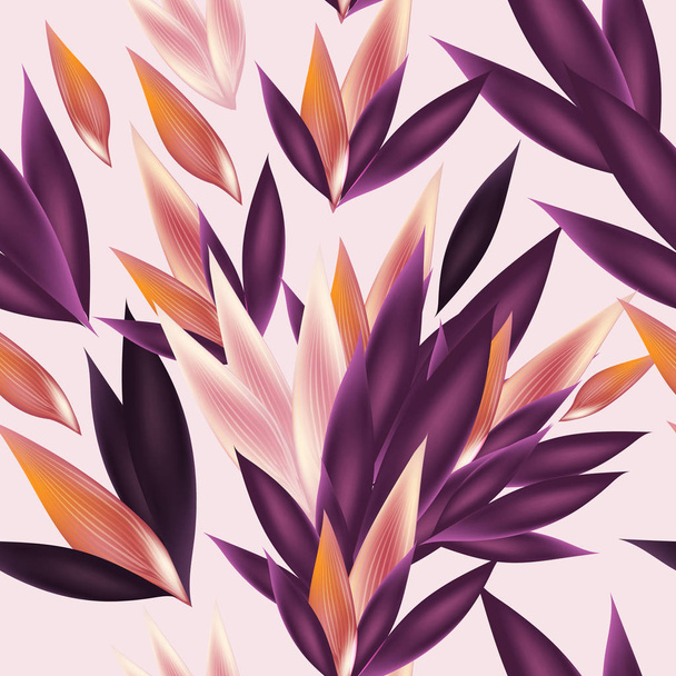 Tropical fashion vector pattern with foliage - Вектор,изображение