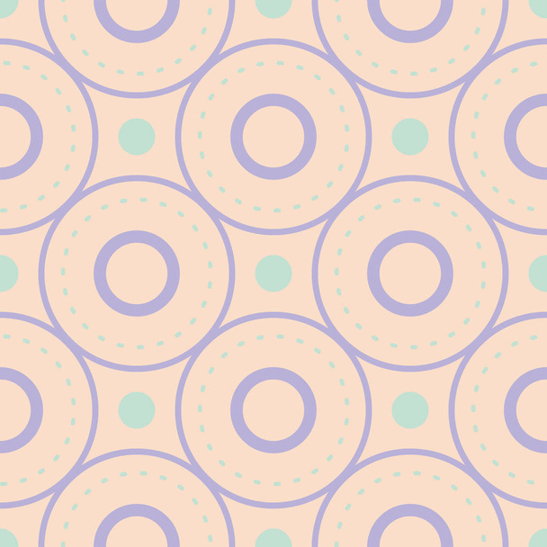 Patrón geométrico sin costura. Fondo beige con elementos violeta y azul para fondos de pantalla, textiles y telas
 - Vector, Imagen
