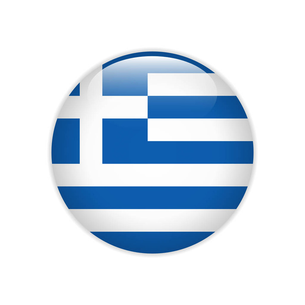 Bandeira da Grécia no botão
 - Vetor, Imagem