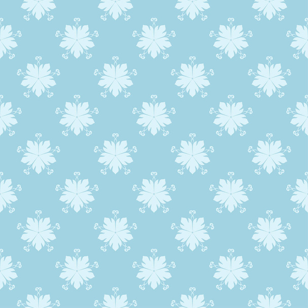 White floral ornament on blue background. Seamless pattern for textile and wallpapers - Vetor, Imagem