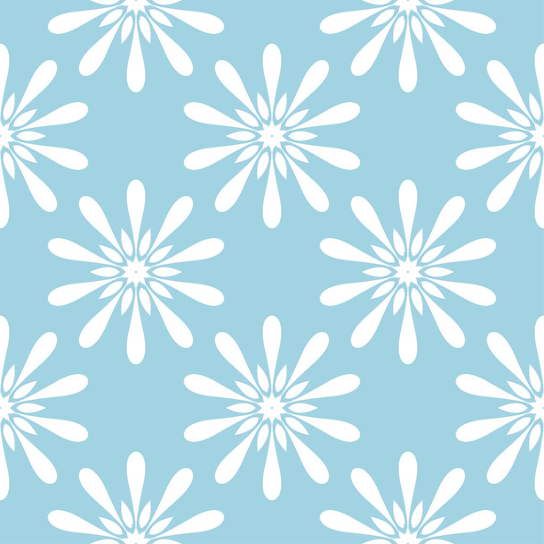 White floral design on blue background. Seamless pattern for textile and wallpapers - Vektor, obrázek