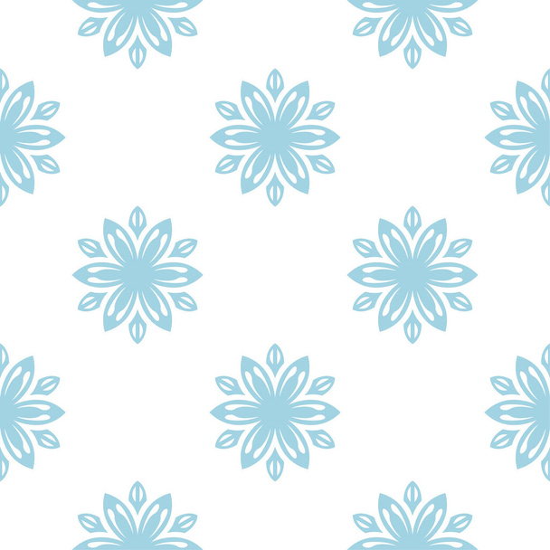 Blue floral ornament on white background. Seamless pattern for textile and wallpapers - Vektor, Bild