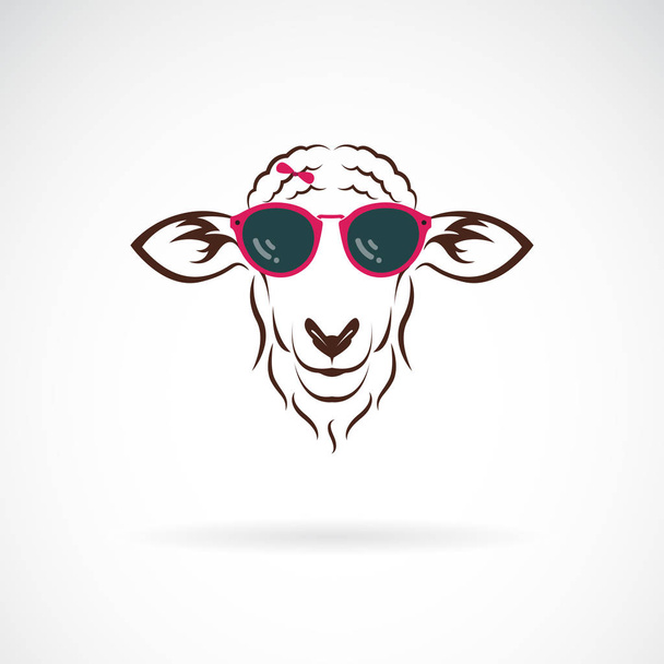 Vector de ovejas con gafas de sol sobre fondo blanco. Moda animal. Fácil ilustración de vectores en capas editables. - Vector, imagen