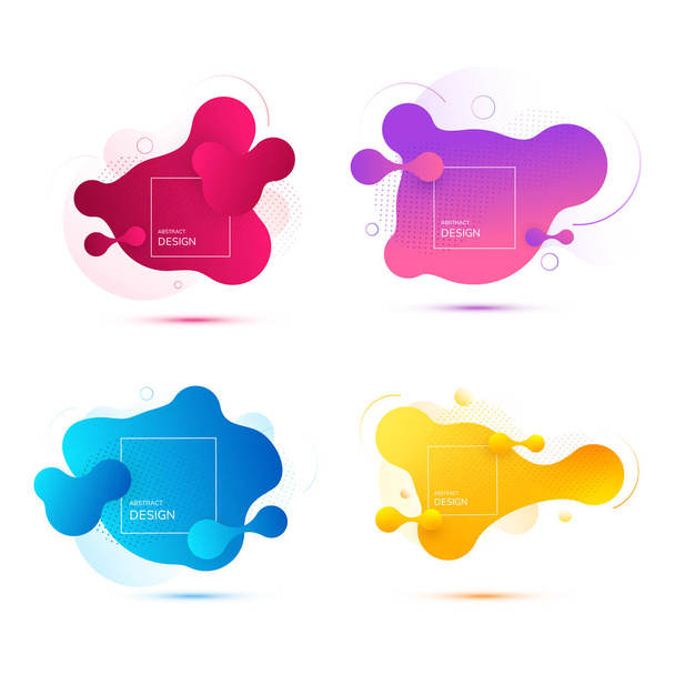 Abstract Gradient geometric banners with flowing liquid shapes.  - Vector, Image