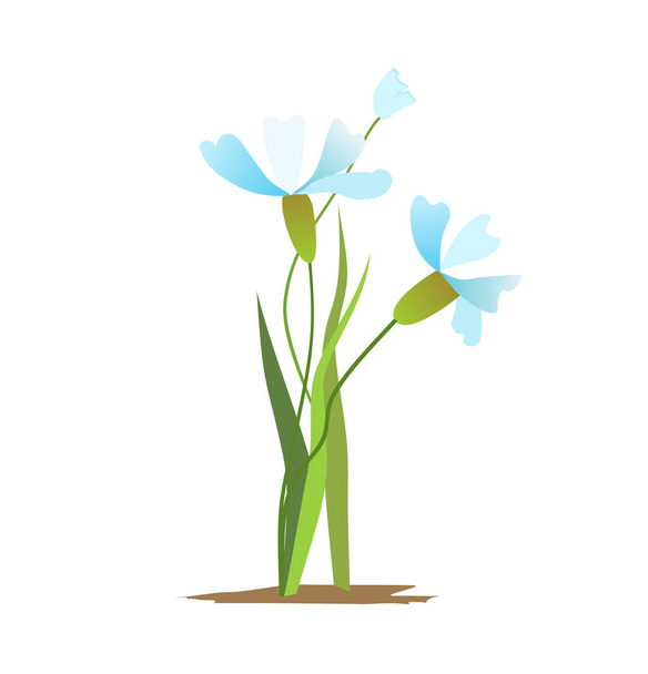 ベクトル青と白春の白い背景で隔離の花ブーケ. - ベクター画像