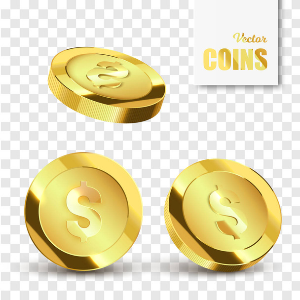 Realistic golden coins isolated. Vector illustration. Success concept. - ベクター画像