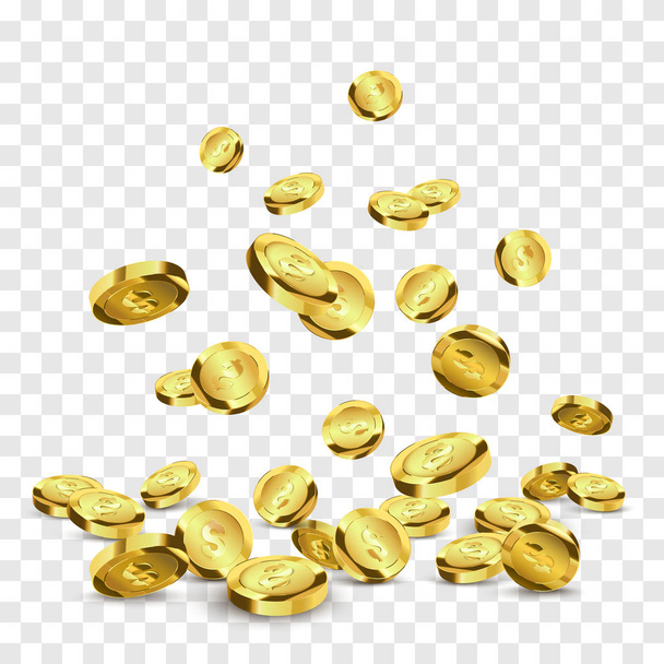Realistic golden coins isolated. Vector illustration. Success concept. - Vecteur, image