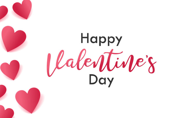 Happy Valentine's day banner design with heart decoration paper cut art style on white background vector illustration. - Vector, imagen