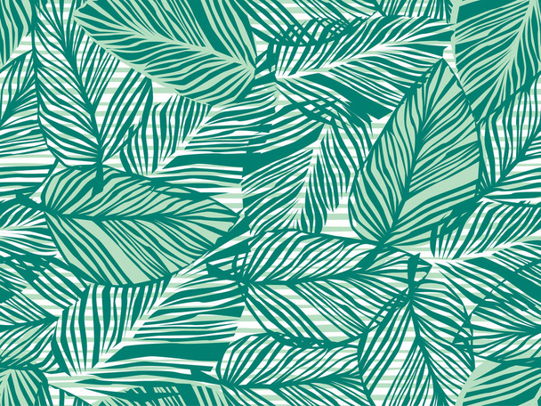 Tropical pattern, vector floral background. palm leaves seamless pattern, Abstact green leaves - Vector, Image