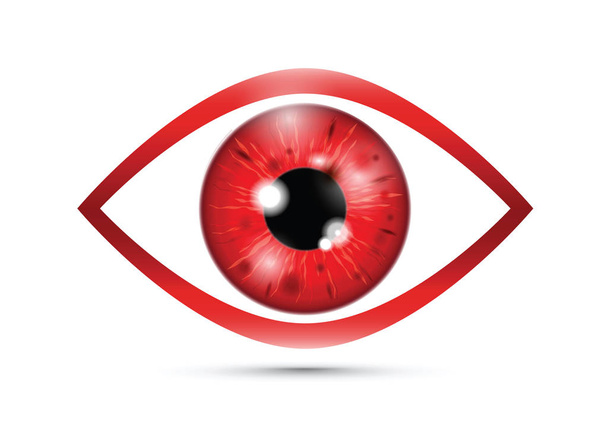 een rode realistische oogbol - Vector, afbeelding