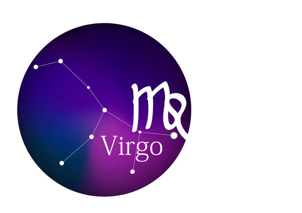 Знак зодіаку Діва гороскоп, сузір'я і символ круглі кадрів - Вектор, зображення