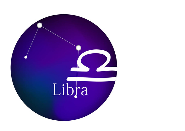 Zodiac sign Libra for horoscope, constellation and symbol in round frame, copy space - Vecteur, image