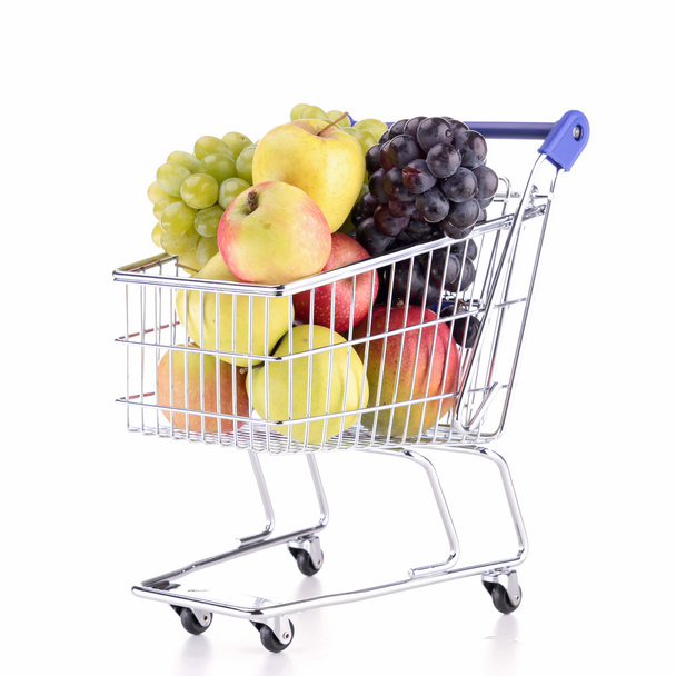 shopping cart with fruits - Φωτογραφία, εικόνα