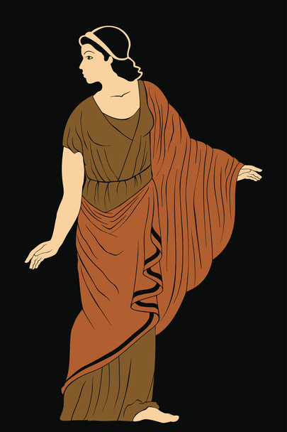 Oude Griekse vrouw. - Vector, afbeelding