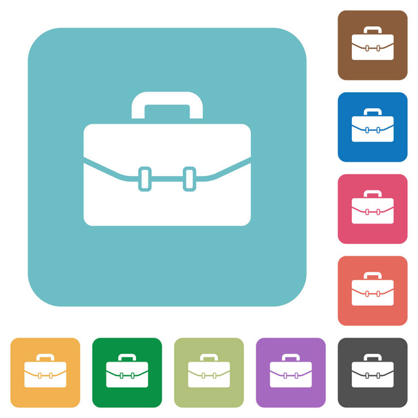 Satchel with two buckles white flat icons on color rounded square backgrounds - Vector, Image