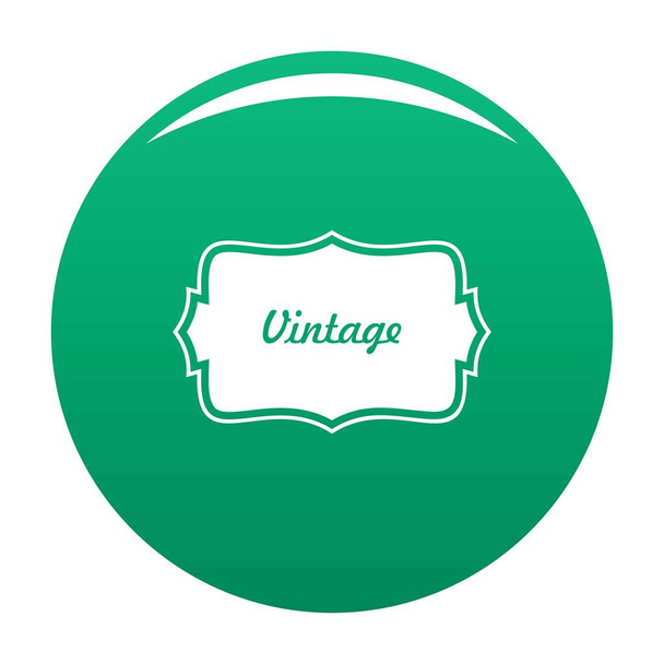 Vintage label icon vector green - Vektör, Görsel