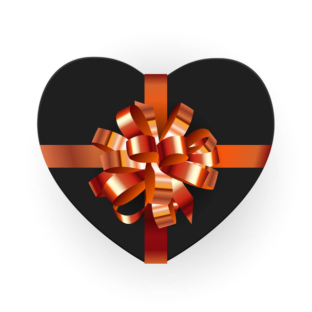 Heart shaped gift box with bow. Vector illustration EPS10 - Vector, imagen