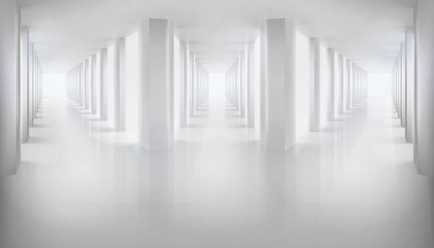 Long hallways. Empty hall. Vector illustration. - Vector, Image