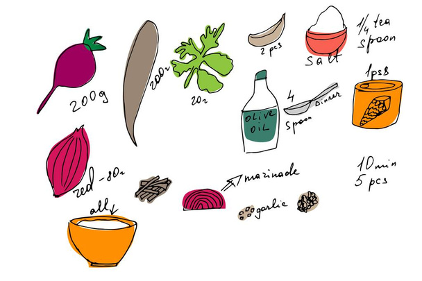 gesunde vegane Salatquittung im Sketch-Stil. Vektorillustration - Vektor, Bild