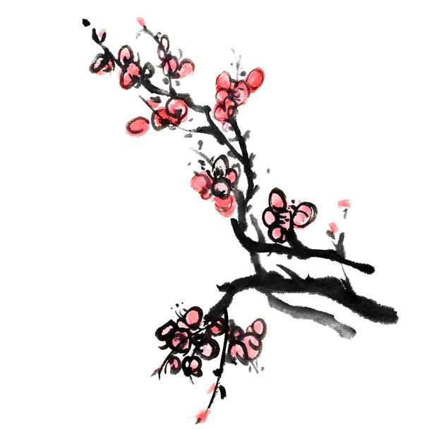 Китайська живопис Слива цвітіння - Фото, зображення