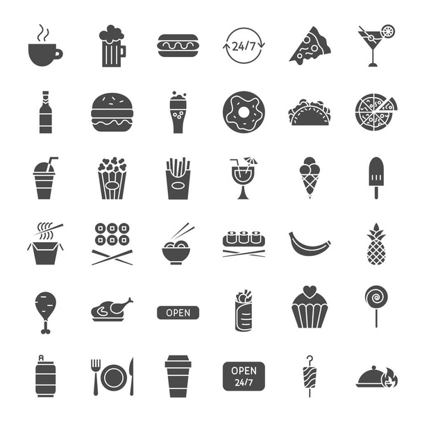 Iconos web sólidos de comida rápida
 - Vector, imagen