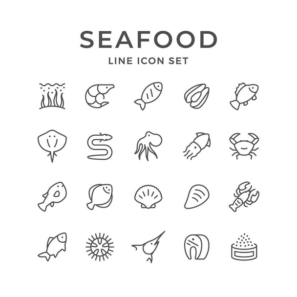 Set Line Ikonen der Meeresfrüchte - Vektor, Bild
