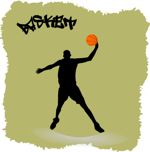illustration of a basketball player with ball - Vector, Image